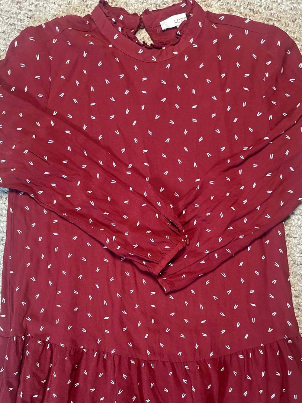 Loft Ruffle Dress Red Size Medium - Picture 5 of 5